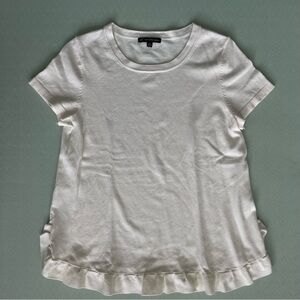 Adrianna Papell Women's Cream Ruffle Hem Top